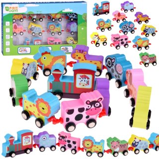 JOKOMISIADA Auta Klocki drewniane zwierzątka lokomotywa pociąg 11 ele. ZA3600