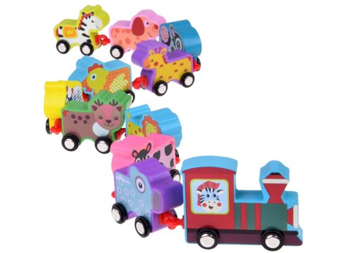 JOKOMISIADA Auta Klocki drewniane zwierzątka lokomotywa pociąg 11 ele. ZA3600