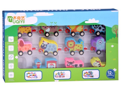 JOKOMISIADA Auta Klocki drewniane zwierzątka lokomotywa pociąg 11 ele. ZA3600