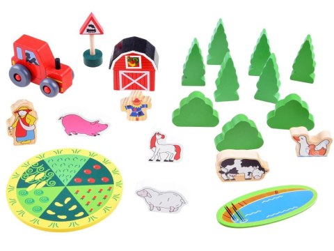 JOKOMISIADA Drewniana kolejka Pociąg na baterie Farma + figurki 50 ele ZA3572