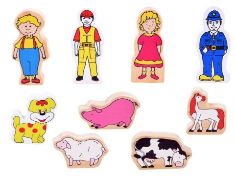 JOKOMISIADA Duży ZESTAW kolejka drewniana lokomotywa na baterie figurki 80 ele ZA3573