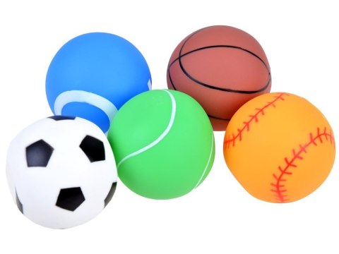 JOKOMISIADA Gumowe kolorowe piszczące piłki zestaw 5szt ZA3511