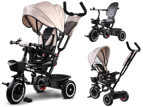Tiny Bike Rowerek trójkołowy Tiny Bike 3w1 beżowy z daszkiem SP0650