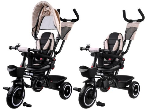 Tiny Bike Rowerek trójkołowy Tiny Bike 3w1 beżowy z daszkiem SP0650