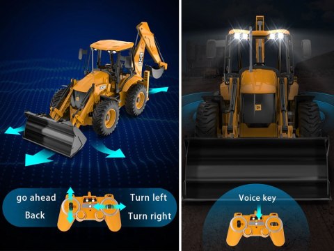 JOKOMISIADA Duży Traktor Spychacz Koparka JCB zdalnie sterowana na pilota 1:20 RC0578