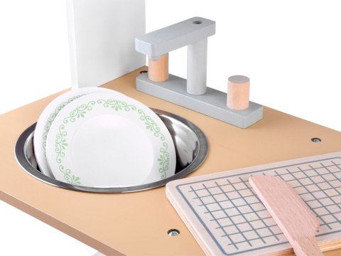 JOKOMISIADA BIAŁO-SZARA interaktywna kuchnia drewniana dla dzieci + akcesoria ZA4126