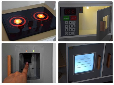 JOKOMISIADA BIAŁO-SZARA interaktywna kuchnia drewniana dla dzieci + akcesoria ZA4126