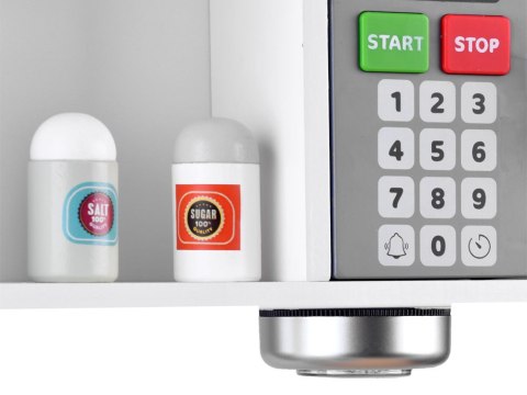 JOKOMISIADA BIAŁO-SZARA interaktywna kuchnia drewniana dla dzieci + akcesoria ZA4126