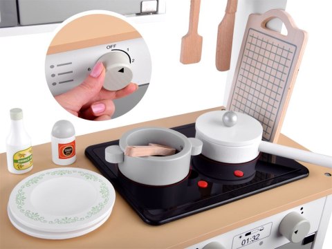 JOKOMISIADA BIAŁO-SZARA interaktywna kuchnia drewniana dla dzieci + akcesoria ZA4126