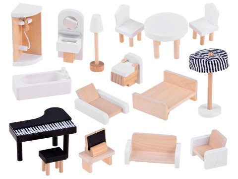 JOKOMISIADA Drewniany domek dla lalek w stylu Boho led ZA4131