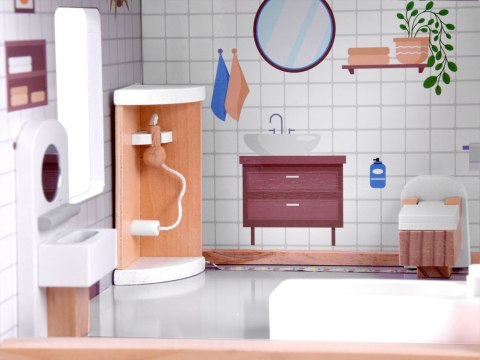 JOKOMISIADA Drewniany domek dla lalek w stylu Boho led ZA4131