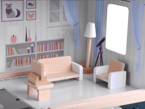 JOKOMISIADA Drewniany domek dla lalek w stylu Boho led ZA4131