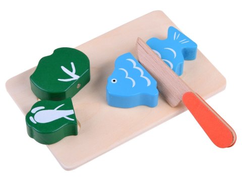 JOKOMISIADA Duży zestaw DREWNIANE WARZYWA OWOCE na magnes do krojenia SKRZYNKA ZA4121