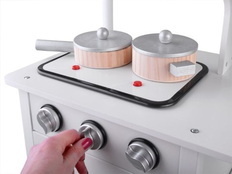 JOKOMISIADA Interaktywna BIAŁA kuchnia drewniana dla dzieci Indukcja + akcesoria ZA4127