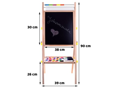 JOKOMISIADA Tablica drewniana kredowa magnetyczna 3w1 sztaluga kreda pisaki TA0096