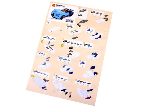 JOKOMISIADA Klocki techniczne Sportowe auto NIEBIESKIE 139-elementów + naklejki ZA4288