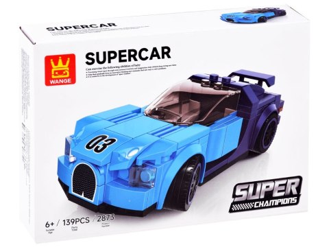 JOKOMISIADA Klocki techniczne Sportowe auto NIEBIESKIE 139-elementów + naklejki ZA4288