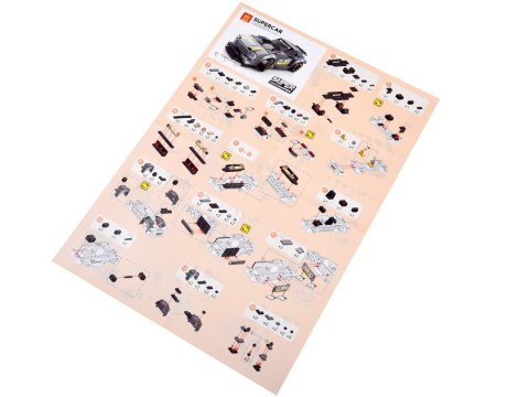 JOKOMISIADA Klocki techniczne Sportowe auto SREBRNE 174-elementy + naklejki ZA4287