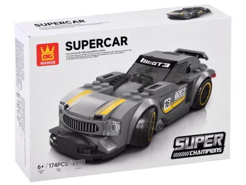 JOKOMISIADA Klocki techniczne Sportowe auto SREBRNE 174-elementy + naklejki ZA4287