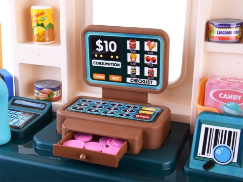 JOKOMISIADA Supermarket Sklep spożywczy Kasa fiskalna + 71 ele akcesoria Dźwięk ZA4279