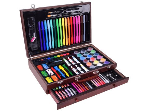 JOKOMISIADA Zestaw artystyczny drewniana walizka 123ele przybory plastyczne AP0004