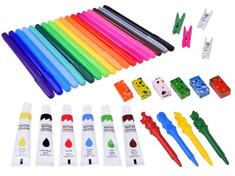 JOKOMISIADA Zestaw artystyczny drewniana walizka 123ele przybory plastyczne AP0004