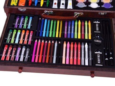 JOKOMISIADA Zestaw artystyczny drewniana walizka 123ele przybory plastyczne AP0004