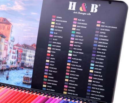 JOKOMISIADA Zestaw kredki akwarelowe 72 kolory etui zestaw w metalowym piórniku AP0006