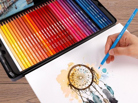 JOKOMISIADA Zestaw kredki akwarelowe 72 kolory etui zestaw w metalowym piórniku AP0006