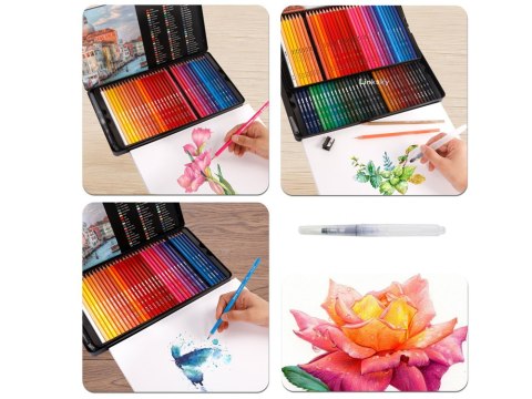JOKOMISIADA Zestaw kredki akwarelowe 72 kolory etui zestaw w metalowym piórniku AP0006