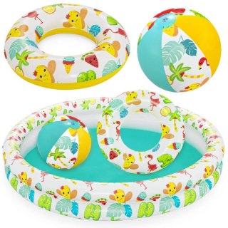 Bestway Bestway Basenik 122x20cm + piłka + koło Dmuchany zestaw KOLOROWY SET 51124