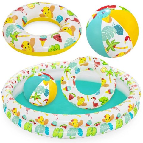 Bestway Bestway Basenik 122x20cm + piłka + koło Dmuchany zestaw KOLOROWY SET 51124