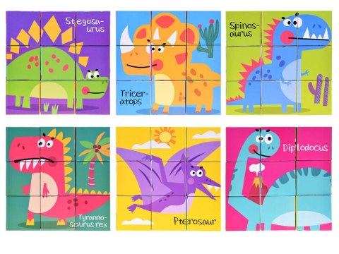 JOKOMISIADA Duże Klocki Dinozaury układanka 6 obrazków ZA4729