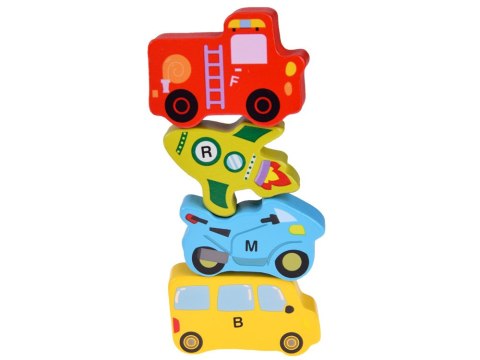JOKOMISIADA Duży zestaw POJAZDY 27ele alfabet literki Puzzle drewniane ZA4747