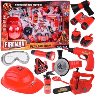 JOKOMISIADA Duży zestaw strażaka kask piła 13ele straż pożarna ZA4698