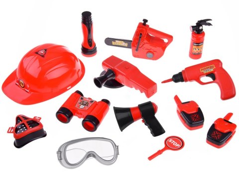 JOKOMISIADA Duży zestaw strażaka kask piła 13ele straż pożarna ZA4698