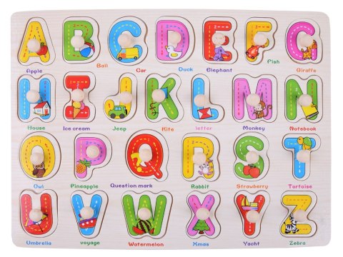 JOKOMISIADA Literki drewniane ABECADŁO drewniane 2w1 + język angielski ZA4751