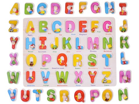 JOKOMISIADA Literki drewniane ABECADŁO drewniane 2w1 + język angielski ZA4751