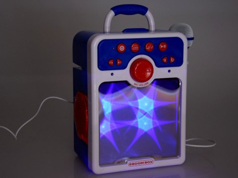 JOKOMISIADA Muzyczny głośnik niebieski Boombox dla dzieci z mikrofonem IN0167