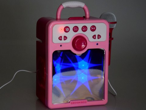 JOKOMISIADA Muzyczny głośnik różowy Boombox dla dzieci z mikrofonem IN0166