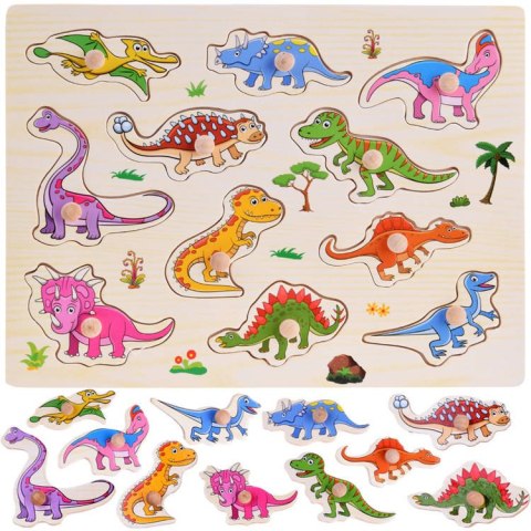 JOKOMISIADA Puzzle drewniane dinozaury 11 ele. układanka drewniany sorter ZA4723