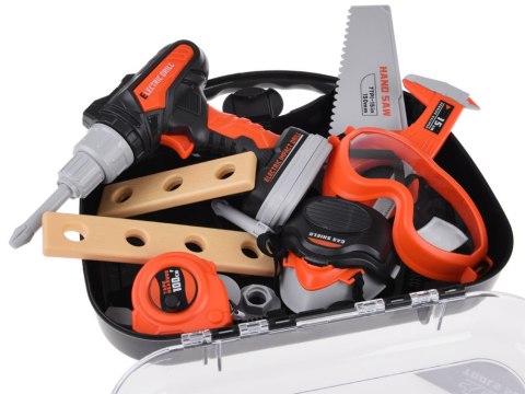 JOKOMISIADA Walizka Zestaw majsterkowicza ruchoma Wkrętarka Metr Piła gogle ZA4731