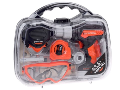 JOKOMISIADA Walizka Zestaw majsterkowicza ruchoma Wkrętarka Metr Piła gogle ZA4731