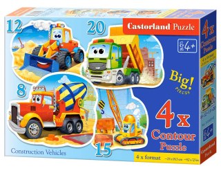 Castorland Puzzle 4w1 8,12,15,20-elementów Construction Vehicles