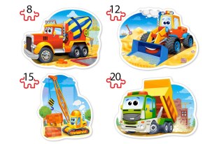 Castorland Puzzle 4w1 8,12,15,20-elementów Construction Vehicles