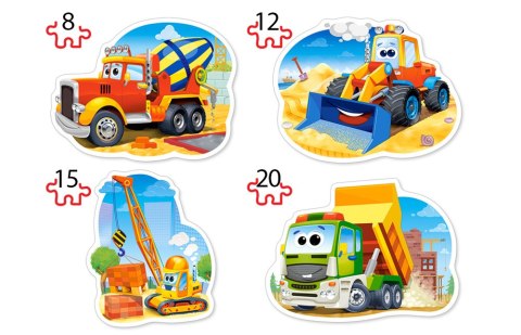 Castorland Puzzle 4w1 8,12,15,20-elementów Construction Vehicles