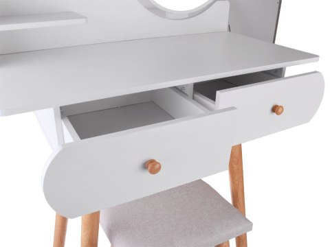JOKOMISIADA Biała Toaletka z lustrem taboret szuflady styl skandynawski ZA4820