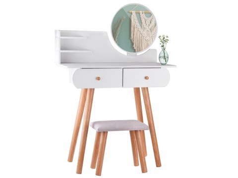 JOKOMISIADA Biała Toaletka z lustrem taboret szuflady styl skandynawski ZA4820