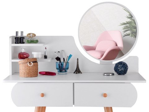 JOKOMISIADA Biała Toaletka z lustrem taboret szuflady styl skandynawski ZA4820
