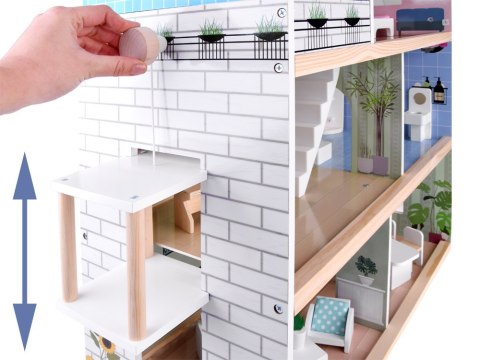 JOKOMISIADA Domek drewniany dla lalek + basen winda mebelki ZA4835